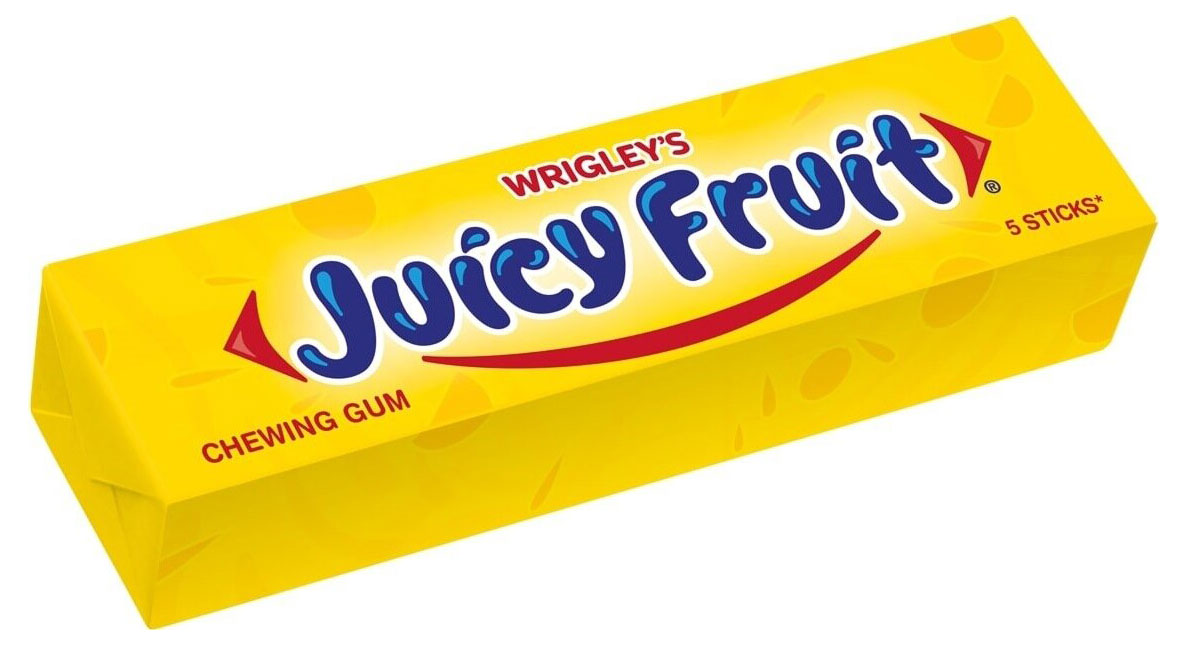 Резинка жевательная Juicy Fruit со вкусом фруктов без сахара, 13 г