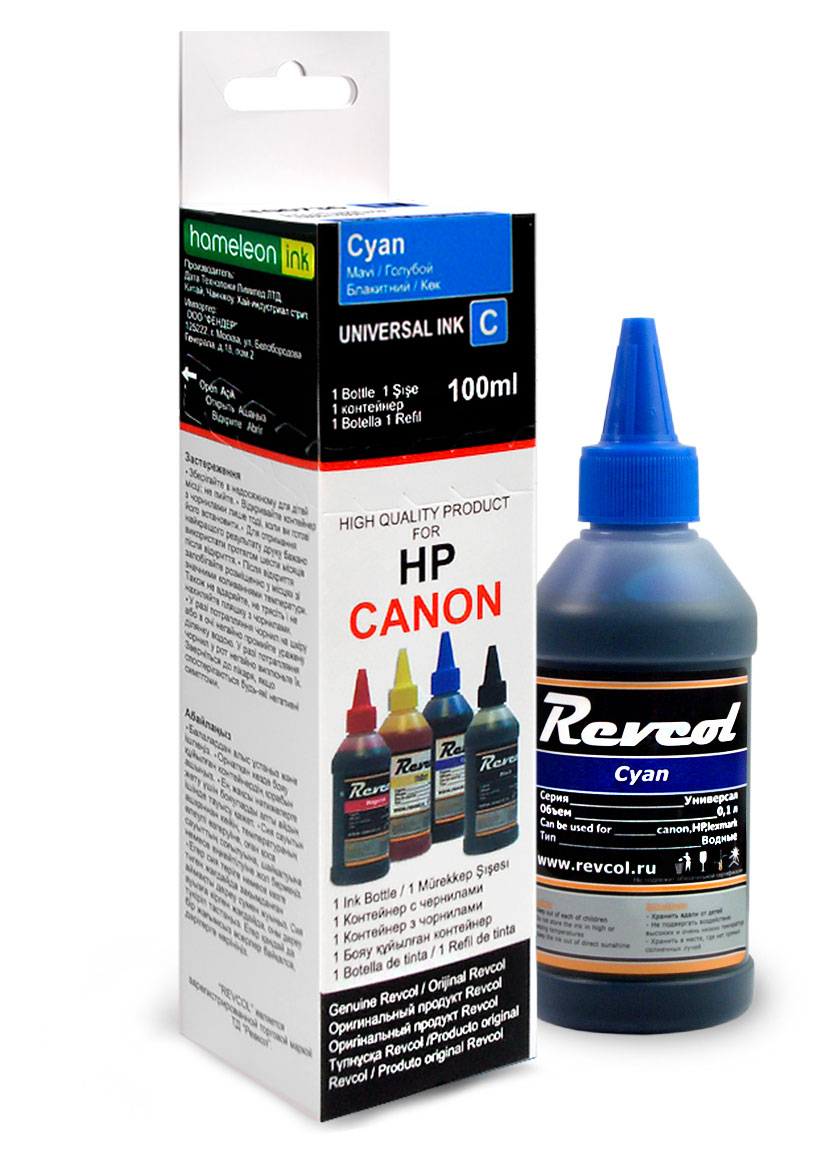 Чернила Revcol для HP и Canon Cyan Dye, 100 мл