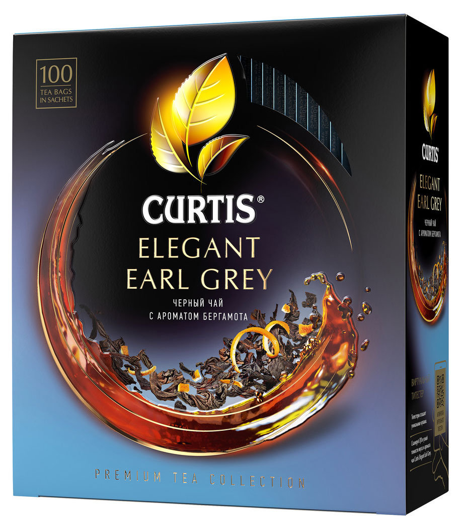 Чай черный Curtis Elegant Earl Grey с бергамотом мелколистовой, 100 пакетиков