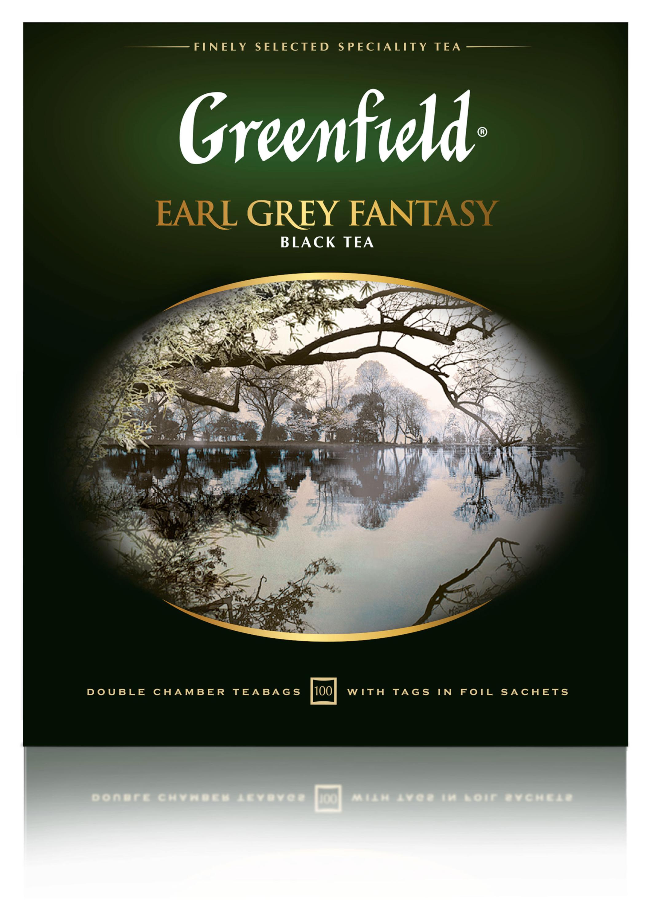 Чай черный Greenfield Earl Grey Fantasy с ароматом бергамота в пакетиках, 100х2 г