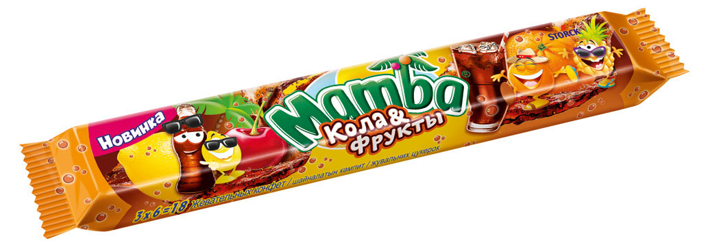 Конфета жевательная Mamba кола и фрукты, 79,5 г