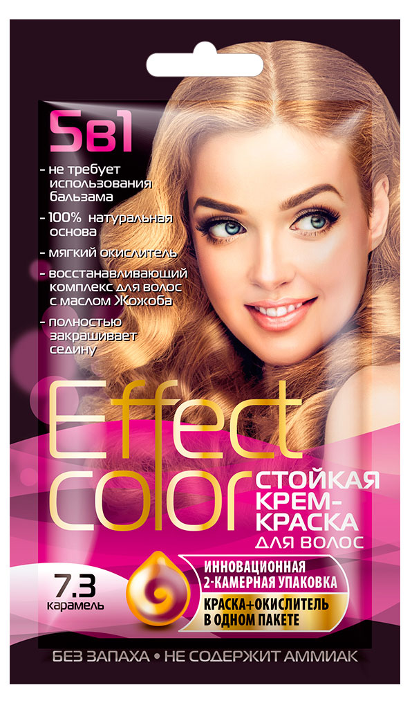 Effect Color | Крем-краска для волос Effect Color Карамель тон 7.3, 50 мл