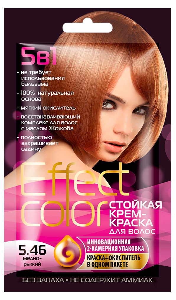 Effect Color | Крем-краска для волос Effect Color Медно-Рыжий тон 5.46, 50 мл