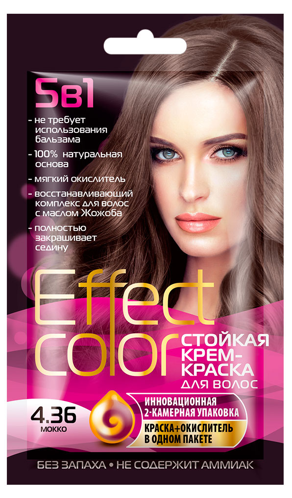 Effect Color | Крем-краска для волос Effect Color Мокко тон 4.36, 50 мл