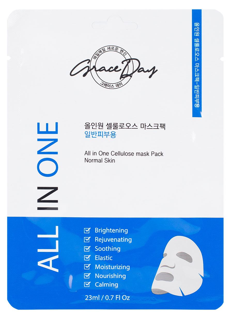 Маска для лица Grace Day All In One Cellulose Mask увлажняющая тканевая, 23 мл