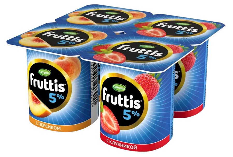 Йогуртный продукт Fruttis клубника-персик 5%, 115 г