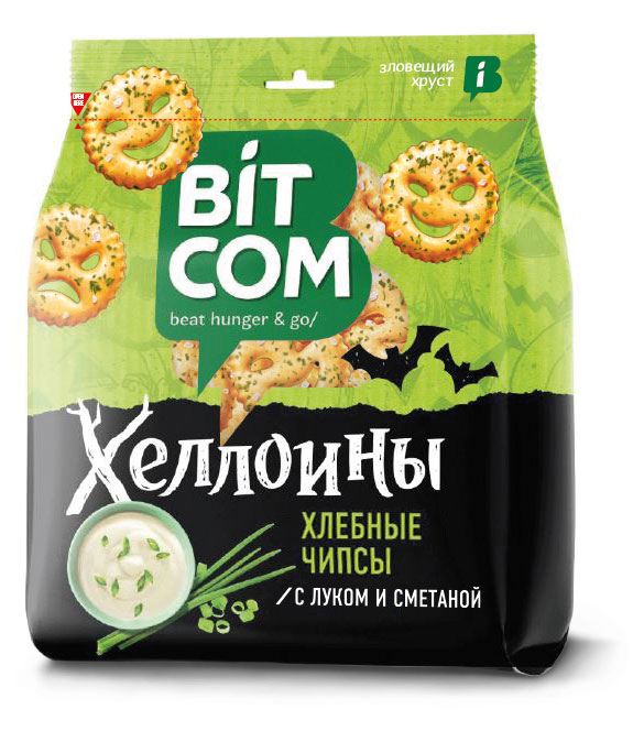 Чипсы Bitcom хлебные лук сметана Хеллоины, 150 г