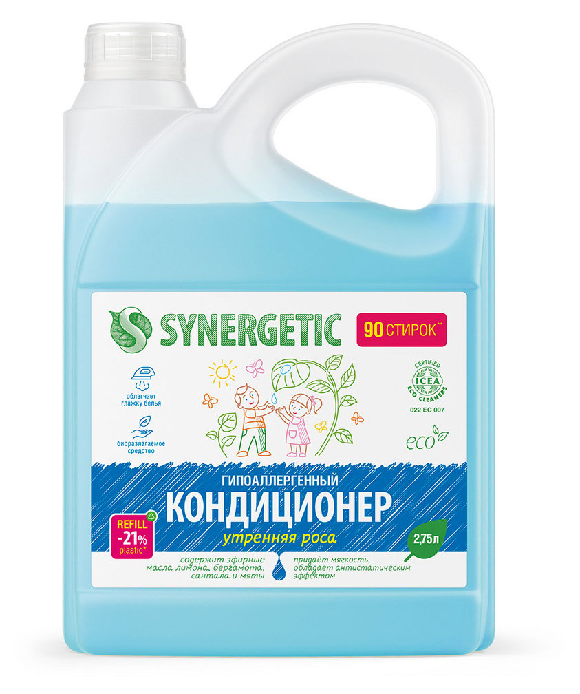 Кондиционер для белья Synergetic Утренняя роса, 2,75 л