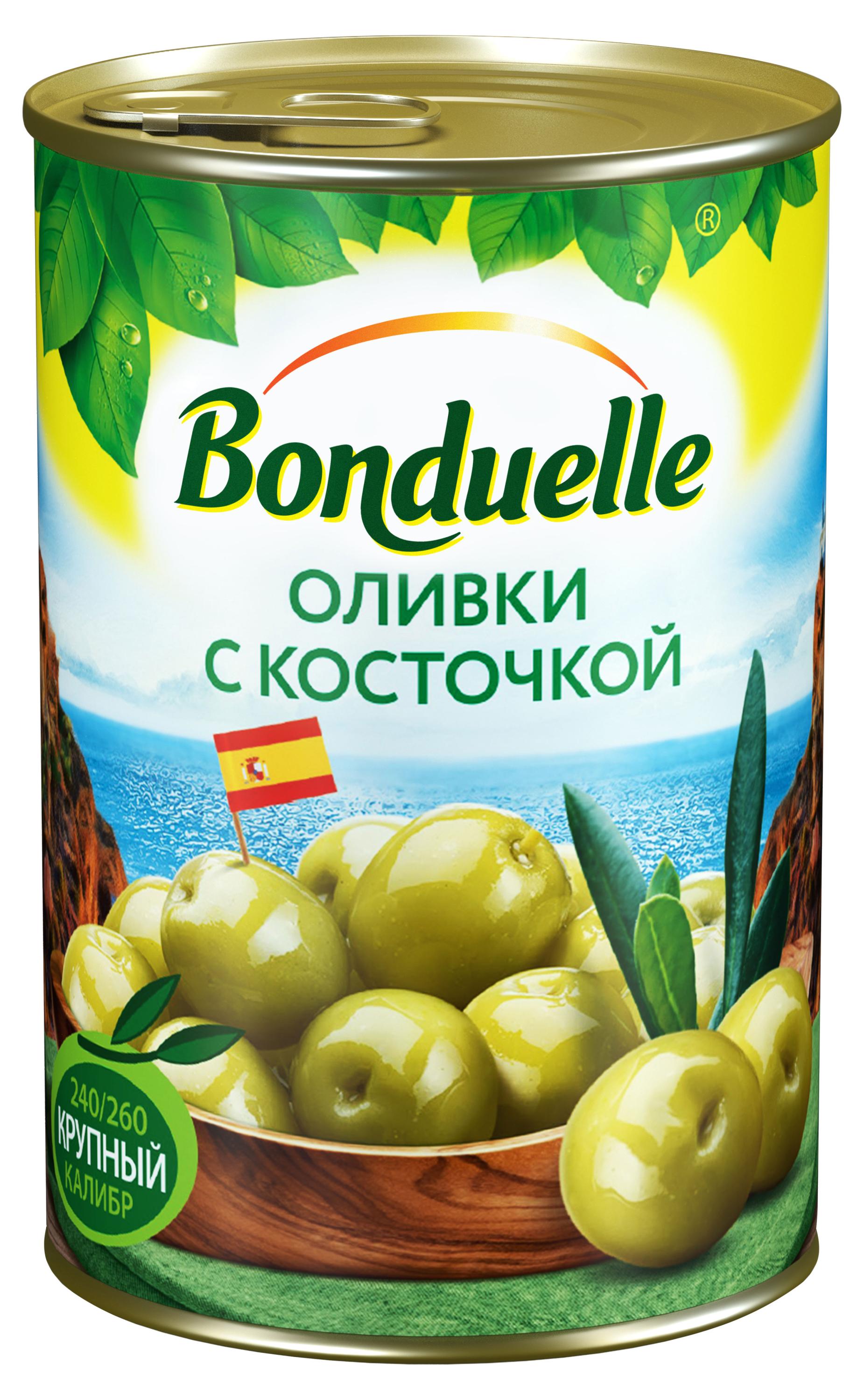 Оливки зеленые BONDUELLE с косточкой, 300 г