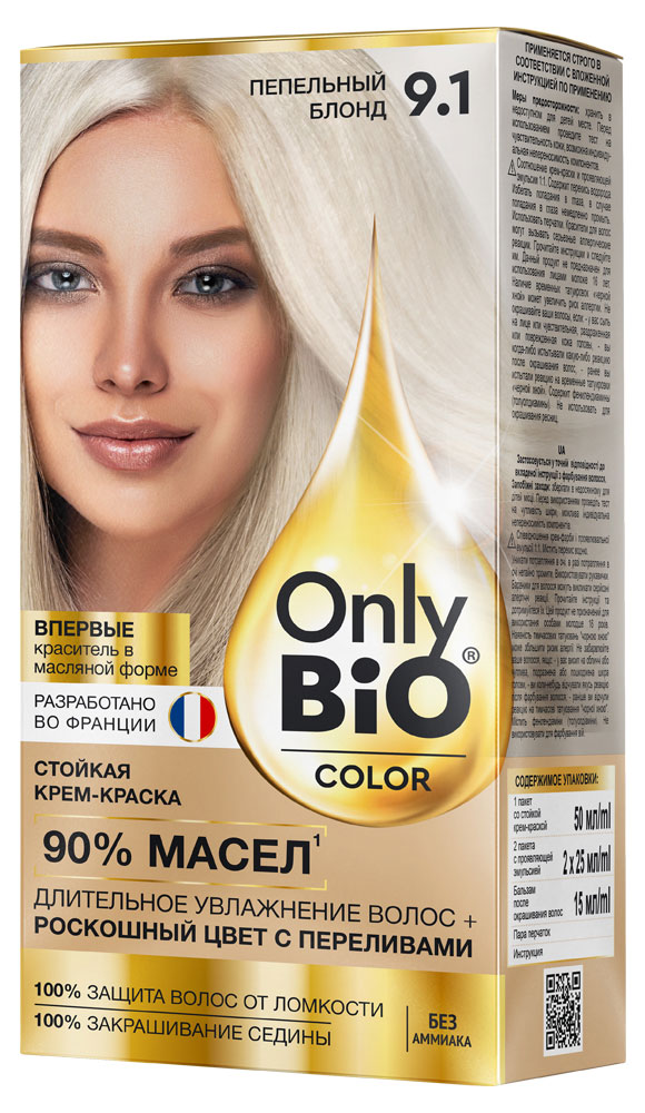 Крем-краска для волос «Фитокосметик» Only Bio Color Тон 9.1 Пепельный блонд, 115 мл