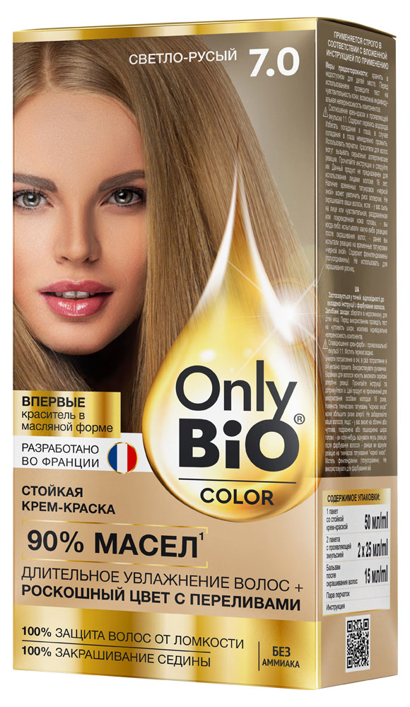 Крем-краска для волос «Фитокосметик» Only Bio Color Тон 7.0 Светло-русый, 115 мл