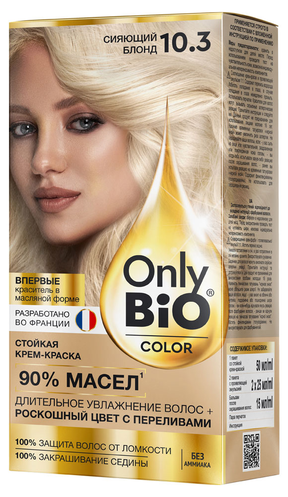 Крем-краска для волос «Фитокосметик» Only Bio Color Тон 10.3 Сияющий блонд, 115 мл