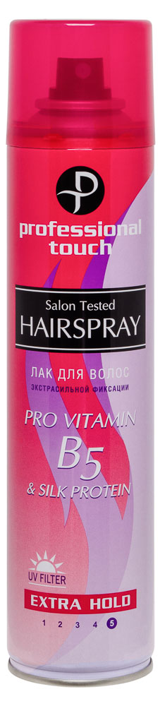 Лак для волос Professional Touch Pro vitamin B5 & Silk Protein экстрасильная фиксация, 265 мл