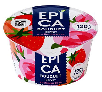 Йогурт EPICA Bouquet фруктовый с клубникой и розой 4.8%, 130 г