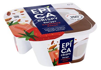 Йогурт EPICA Crispy клубника миндаль кокосовое печенье белый шоколад 7,3% БЗМЖ, 138 г