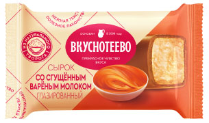 Вкуснотеево | Сырок творожный глазированный «Вкуснотеево» в карамельной глазури со сгущённым варёным молоком 16%, 40 г