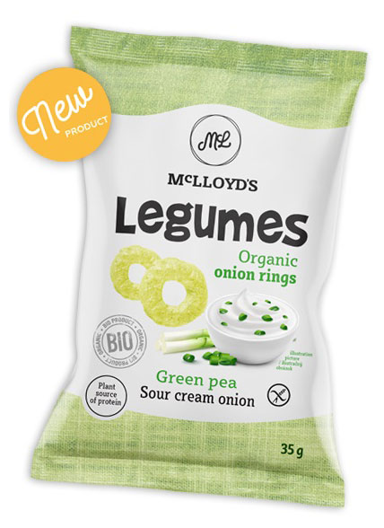 Снек Legumes из зеленого гороха и кукурузы со вкусом сметаны и лука, 35 г