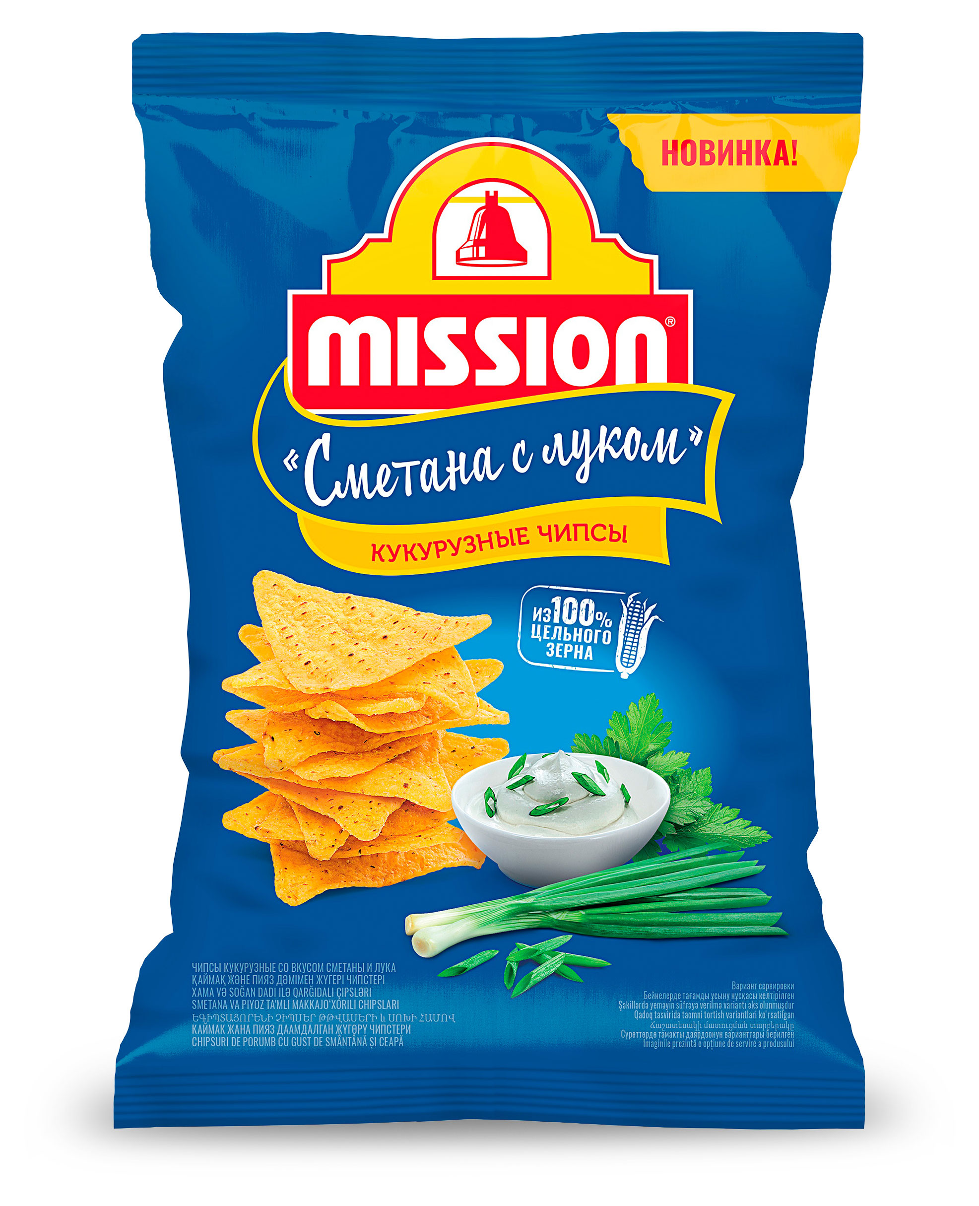 Mission | Чипсы кукурузные Mission сметана с луком, 90 г