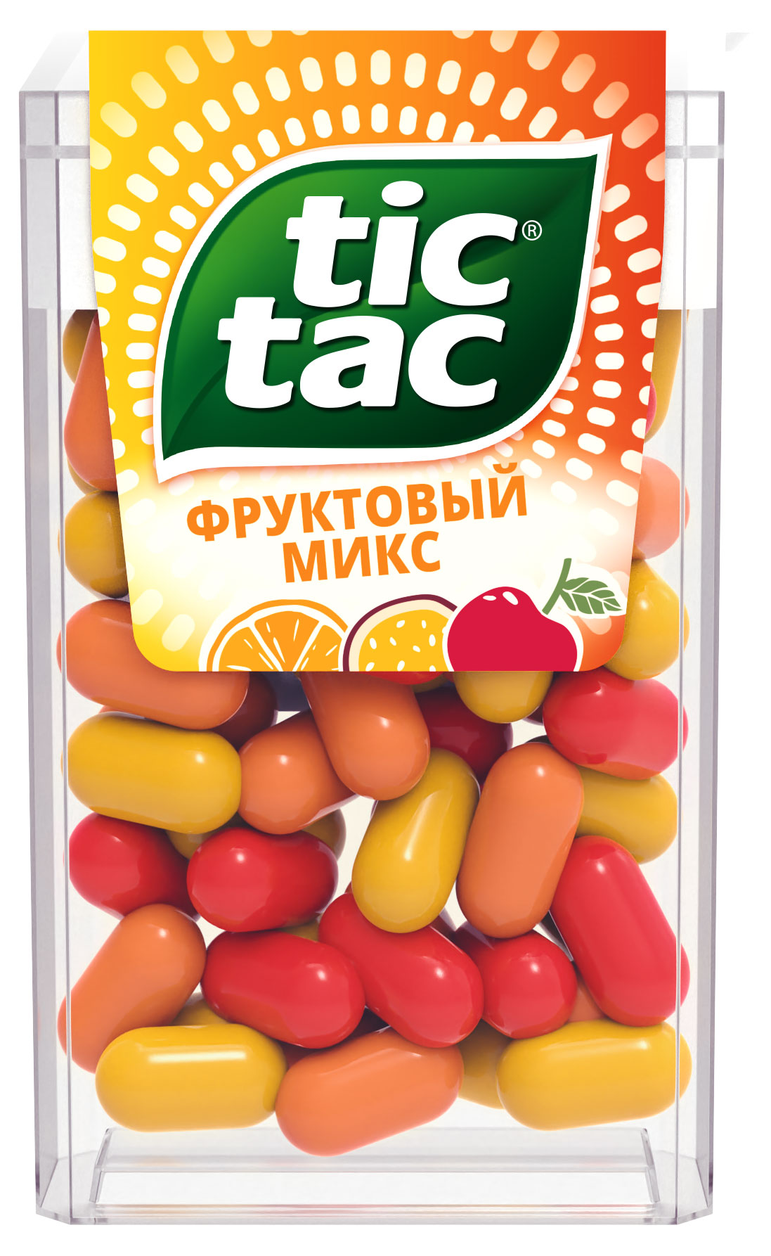 Tic Tac | Драже Tic Tac Фруктовый микс со вкусом вишни апельсина и маракуйи, 16 г