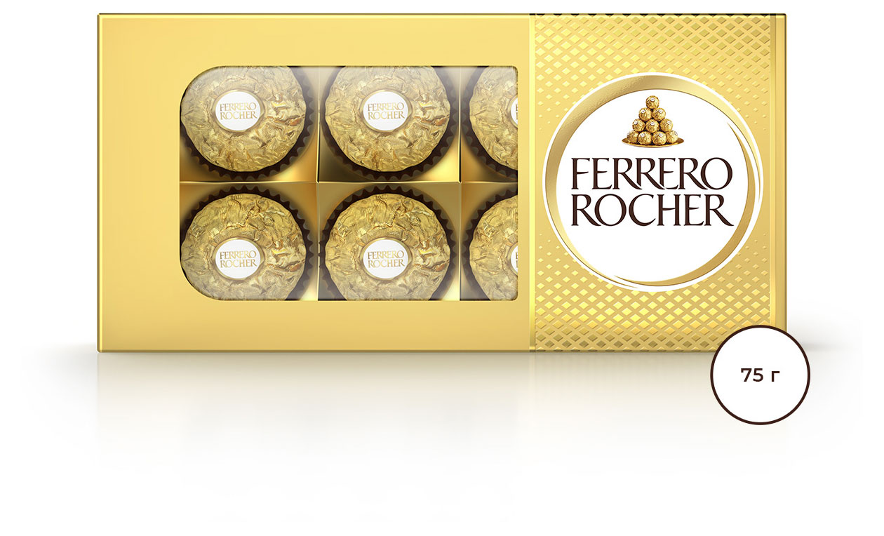 FERRERO | Набор конфет FERRERO Rocher хрустящие из молочного шоколада, 75 г