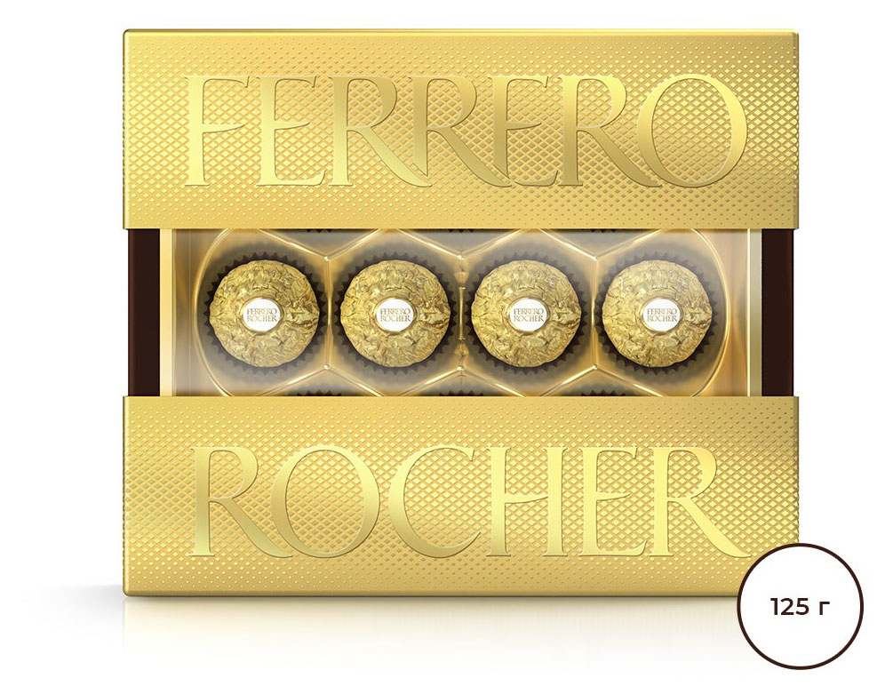 FERRERO | Конфеты FERRERO Rocher Премиум с лесным орехом, 125 г