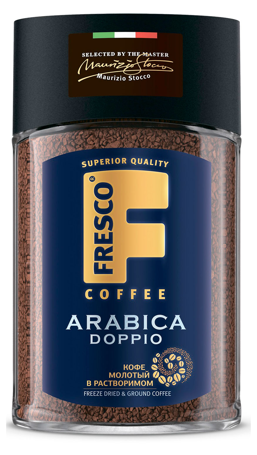 Fresco | Кофе растворимый Fresco Arabica Doppio сублимированный с молотым, 100 г