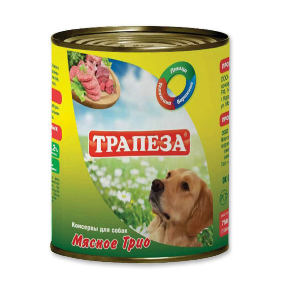 Влажный корм для собак «Трапеза» Мясное Трио, 750 г