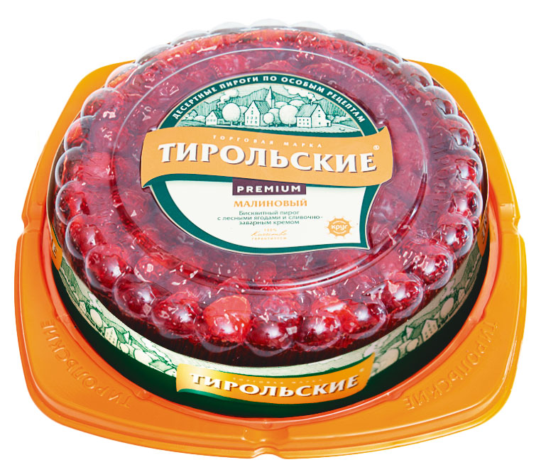 Пирог бисквитный «Тирольские пироги» Малиновый со сливочно-заварным кремом Premium, 530 г