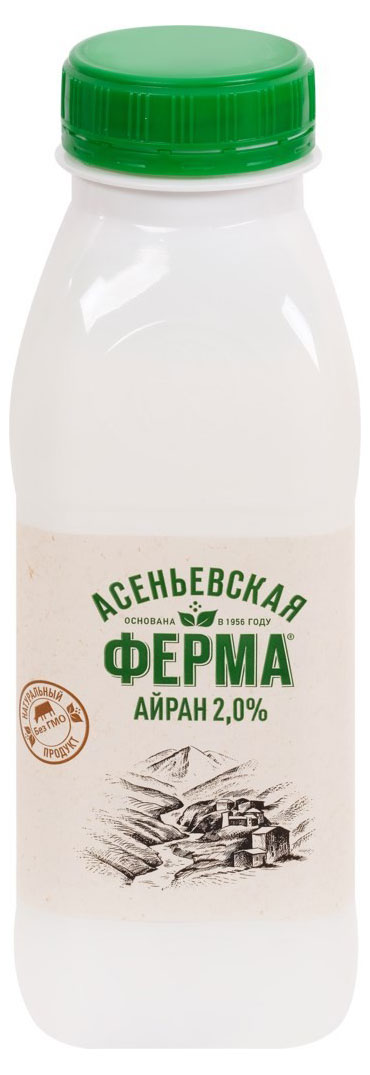 Айран «Асеньевская ферма» 2% БЗМЖ, 330 мл