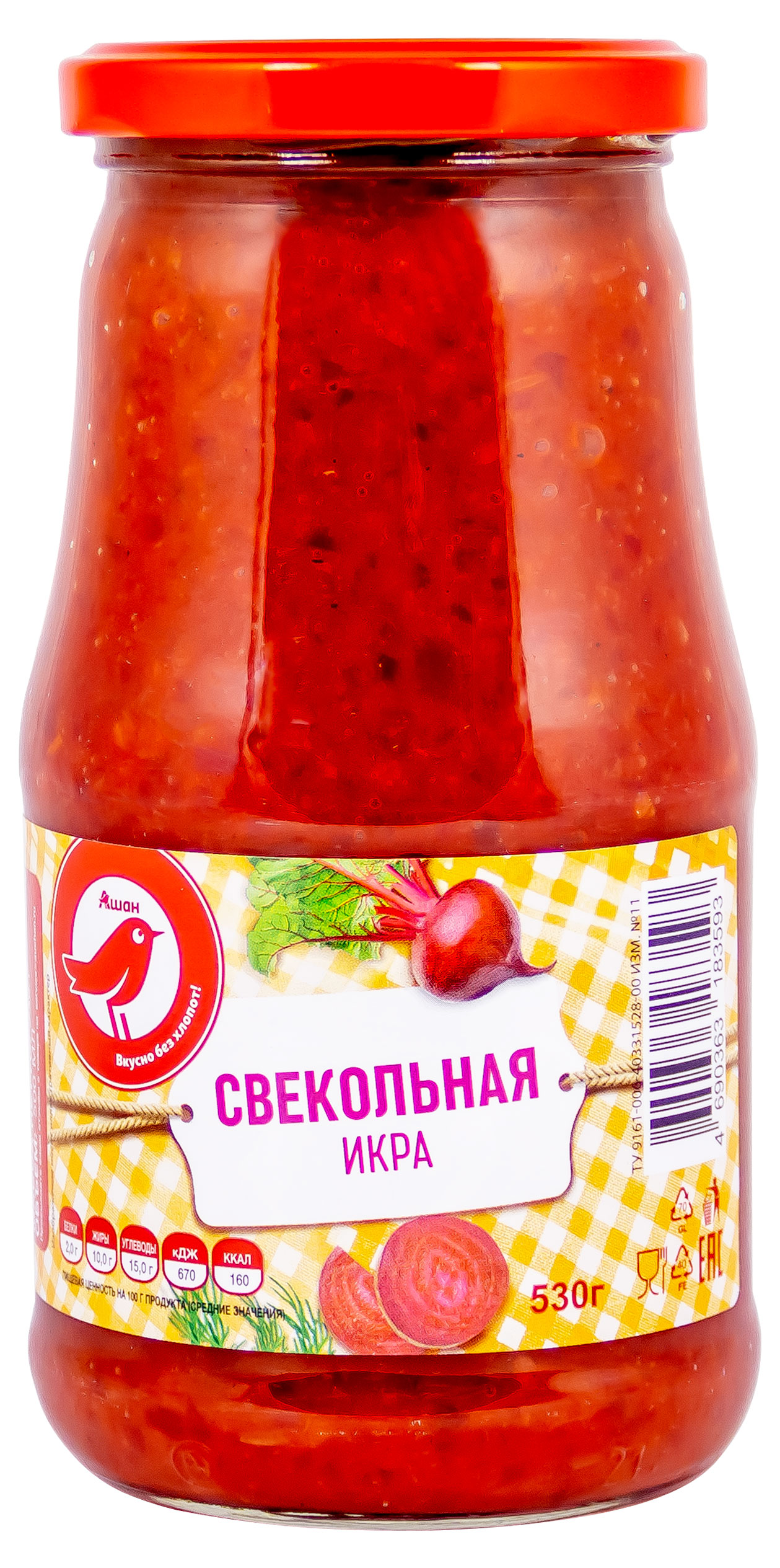 Икра АШАН Красная птица свекольная, 530 г