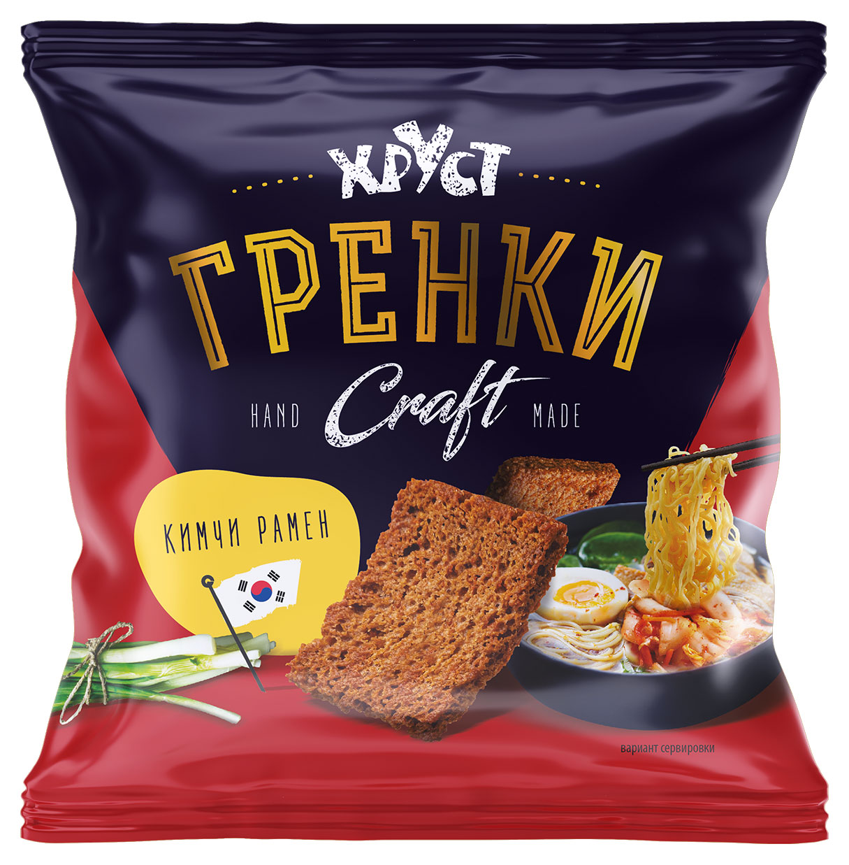 Гренки «Хруст» ржано-пшеничные со вкусом кимчи рамен Craft, 75 г