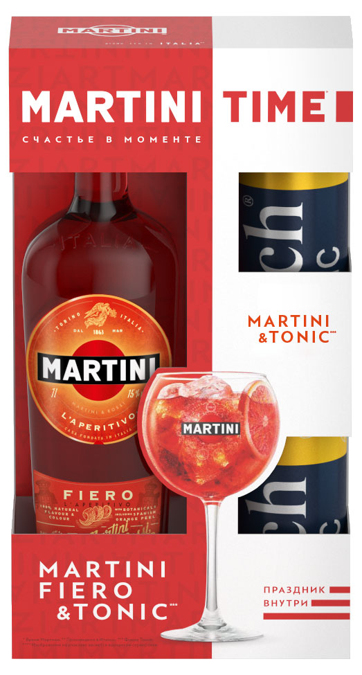 Martini | Вермут  Martini Fiero Италия, 1 л + 2 банки тоник Rich 0,33 л