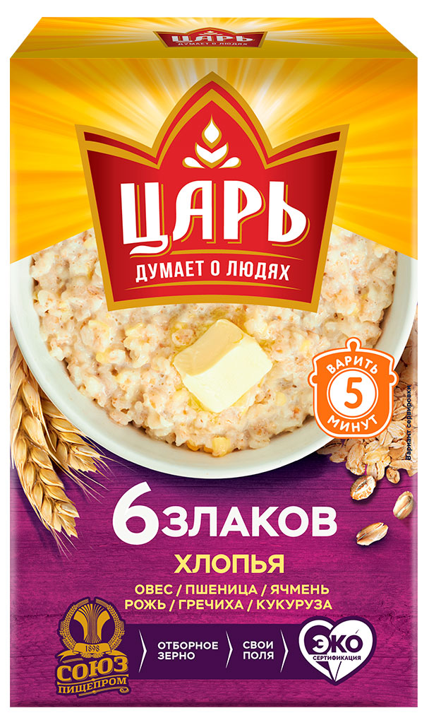 Хлопья «ЦАРЬ» 6 злаков, 400 г