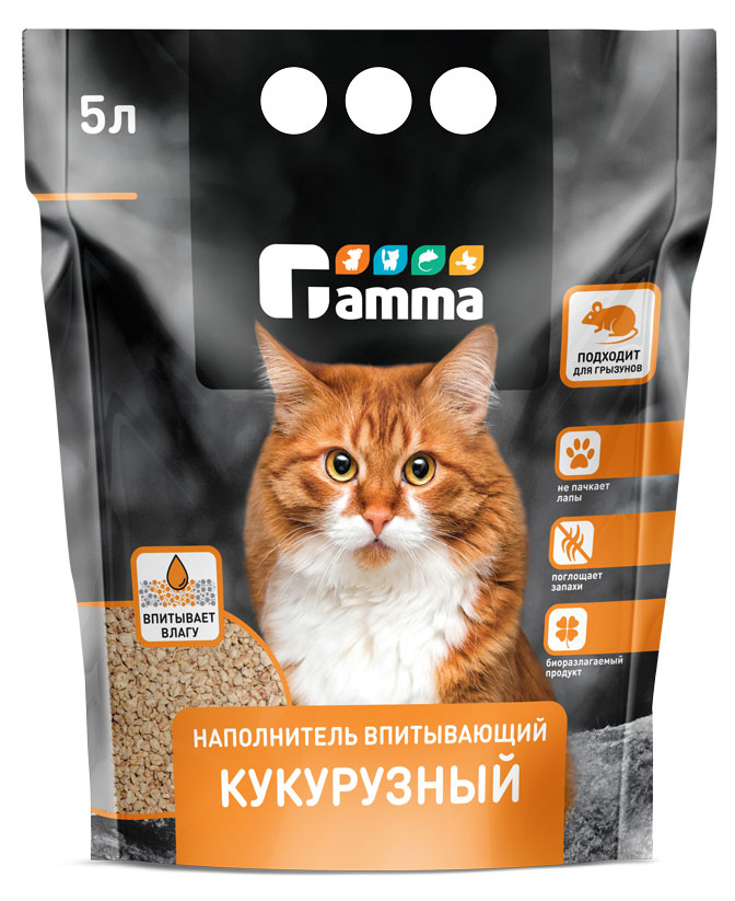 Наполнитель для кошачьего туалета GAMMA кукурузный, 5 л