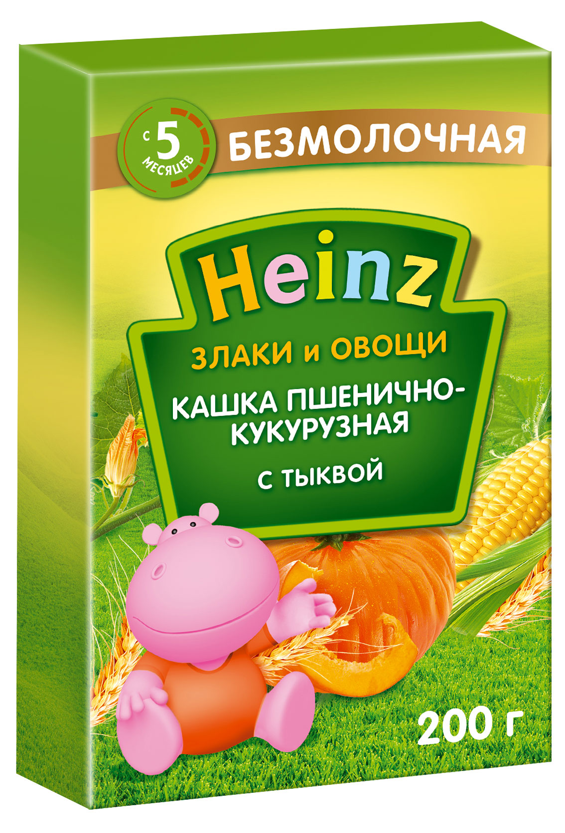 

Каша безмолочная Heinz Злаки и овощи пшенично-кукурузная с тыквой с 5 мес., 200 г