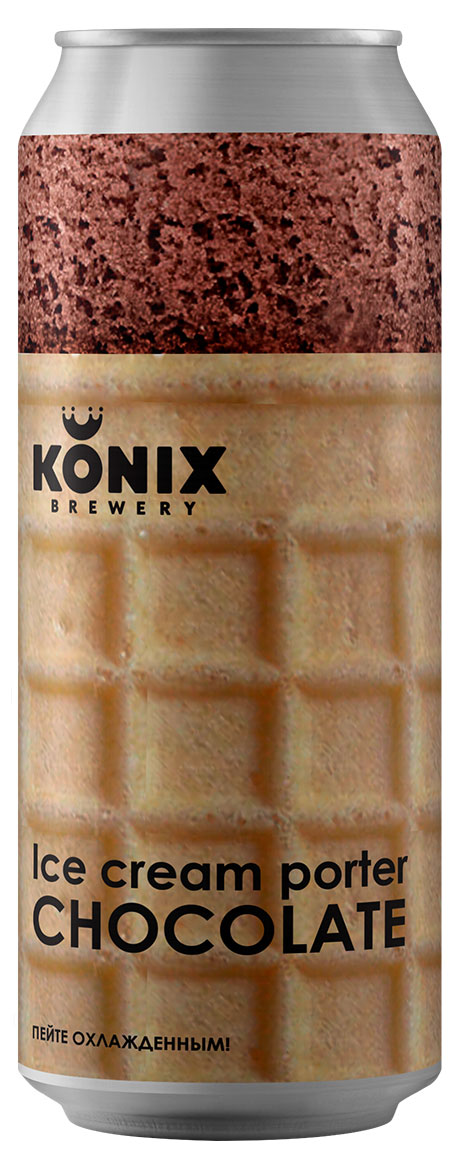 Konix Brewery | Пивной напиток Konix Brewery Ice Cream Porter Chocolate нефильтрованный осветленный 7%, 450 мл