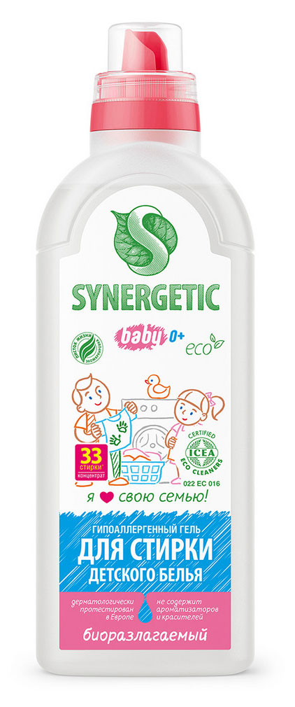 Гель для стирки Synergetic для детского белья, 1 л