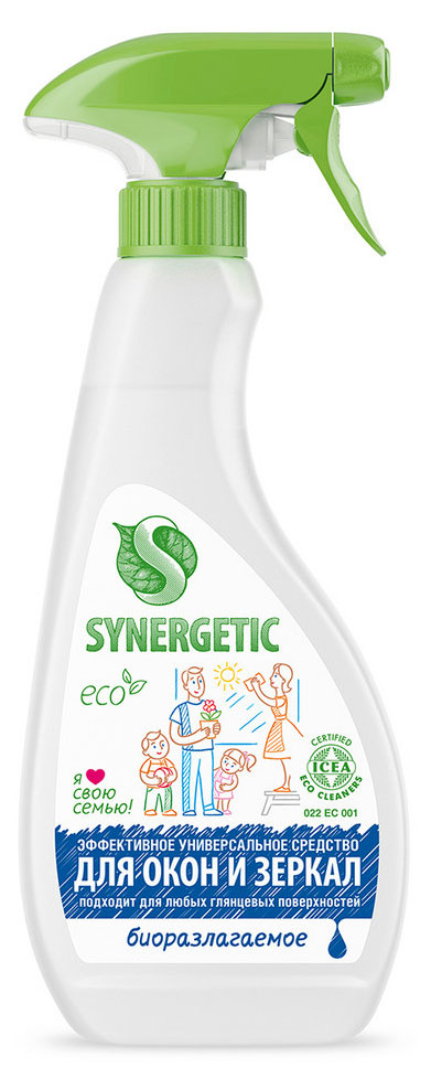 Средство для мытья окон и зеркал Synergetic, 500 мл