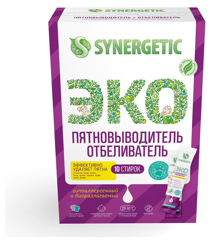 Отбеливатель-пятновыводитель Synergetic 10 стирок, 250 г