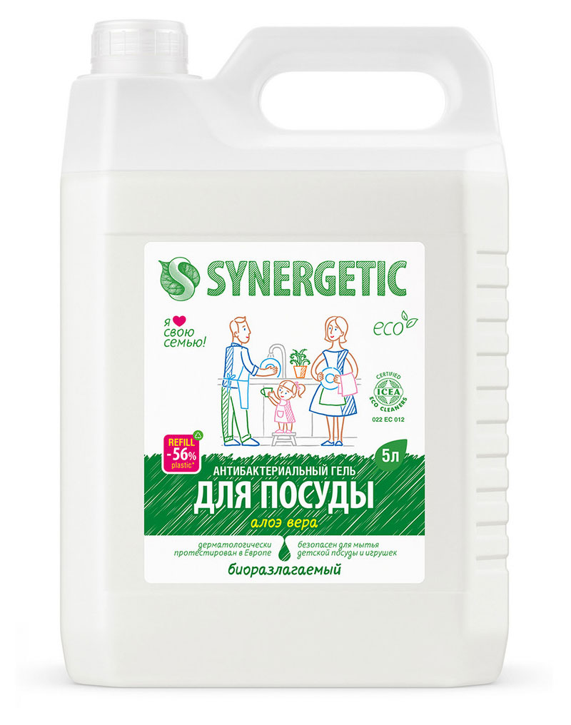 Средство для мытья посуды Synergetic алоэ, 5 л