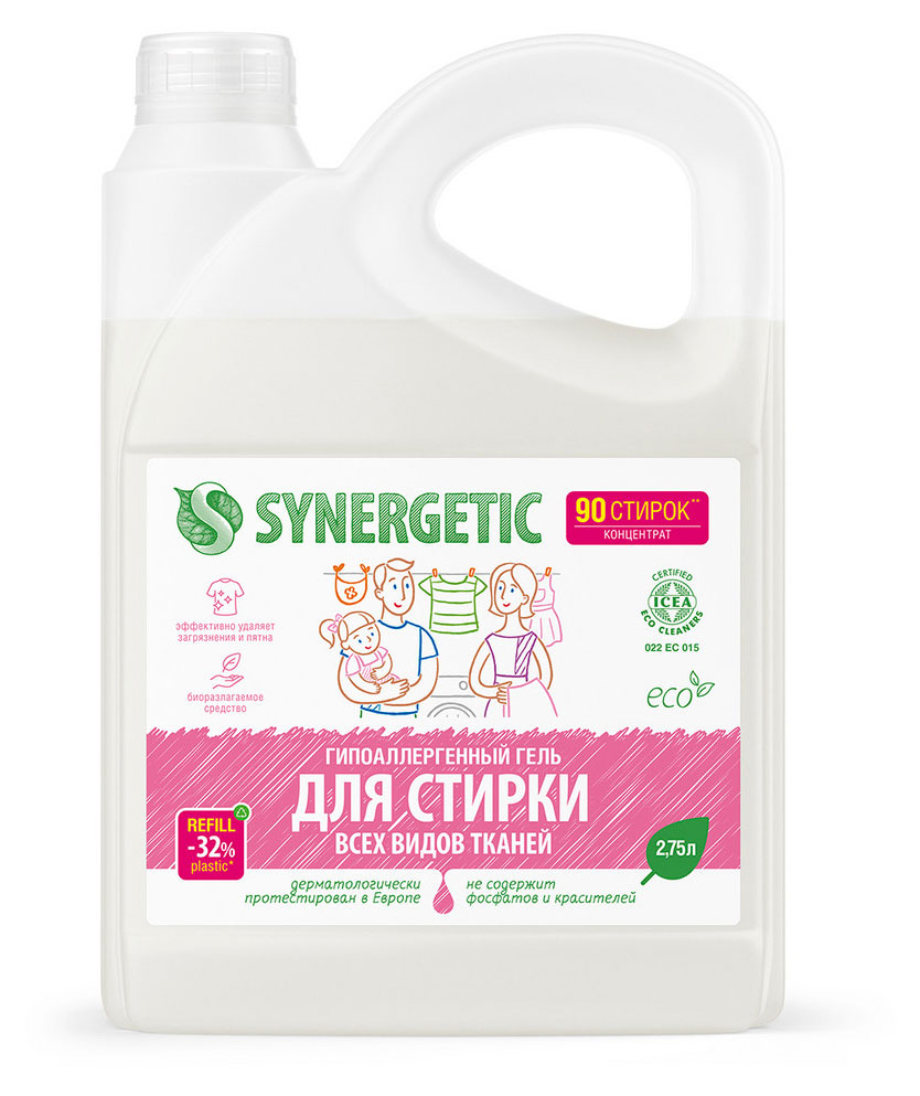 Гель для стирки Synergetic для всех видов тканей, 2,75 л