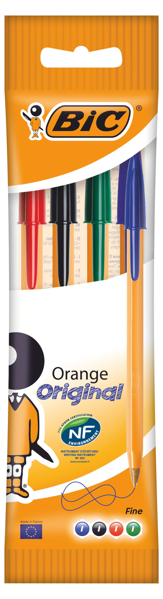 Ручка шариковая BIC Orange Fine 4 цвета, 4 шт