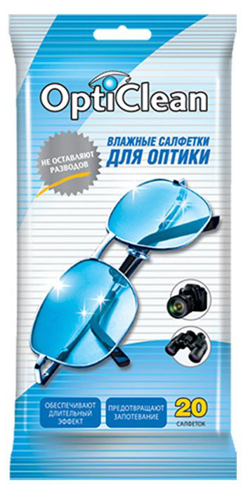 Opticlean | Влажные салфетки OptiClean для оптики, 20 шт