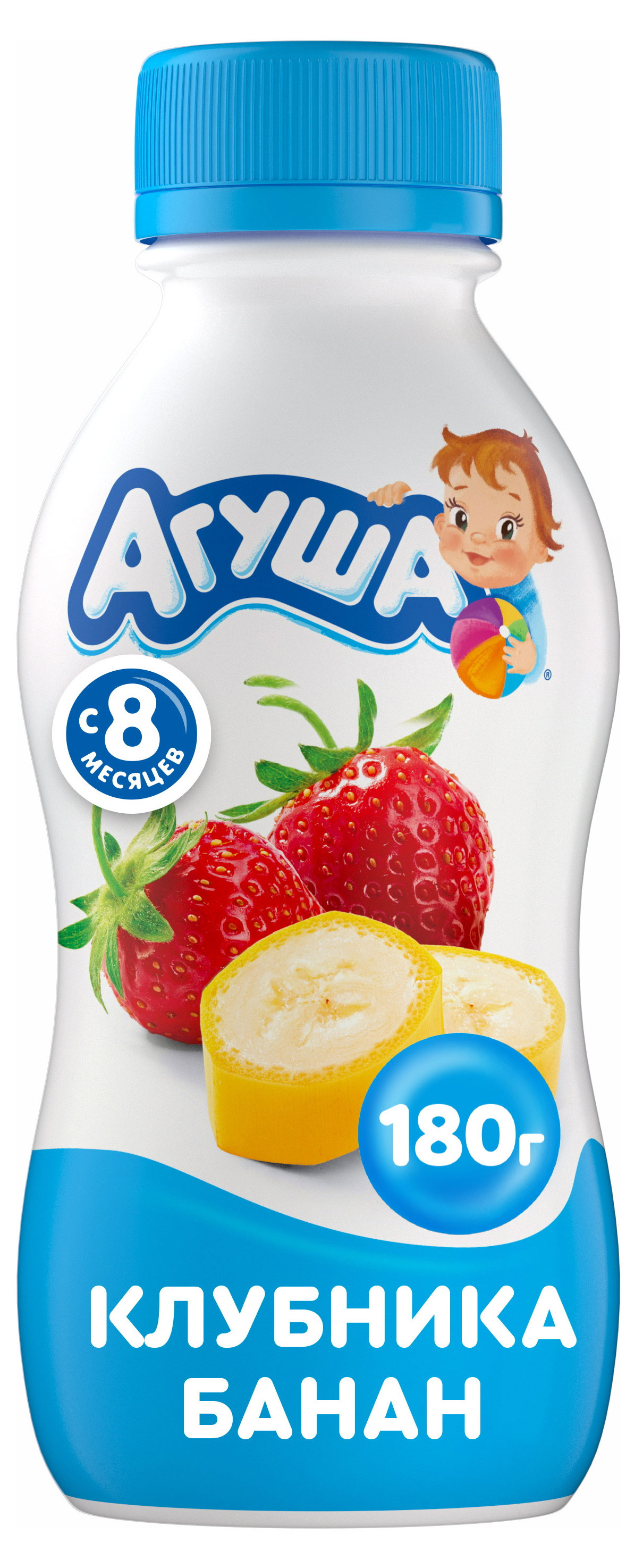 Йогурт питьевой детский «Агуша» клубника-банан 2,7%, 200 г