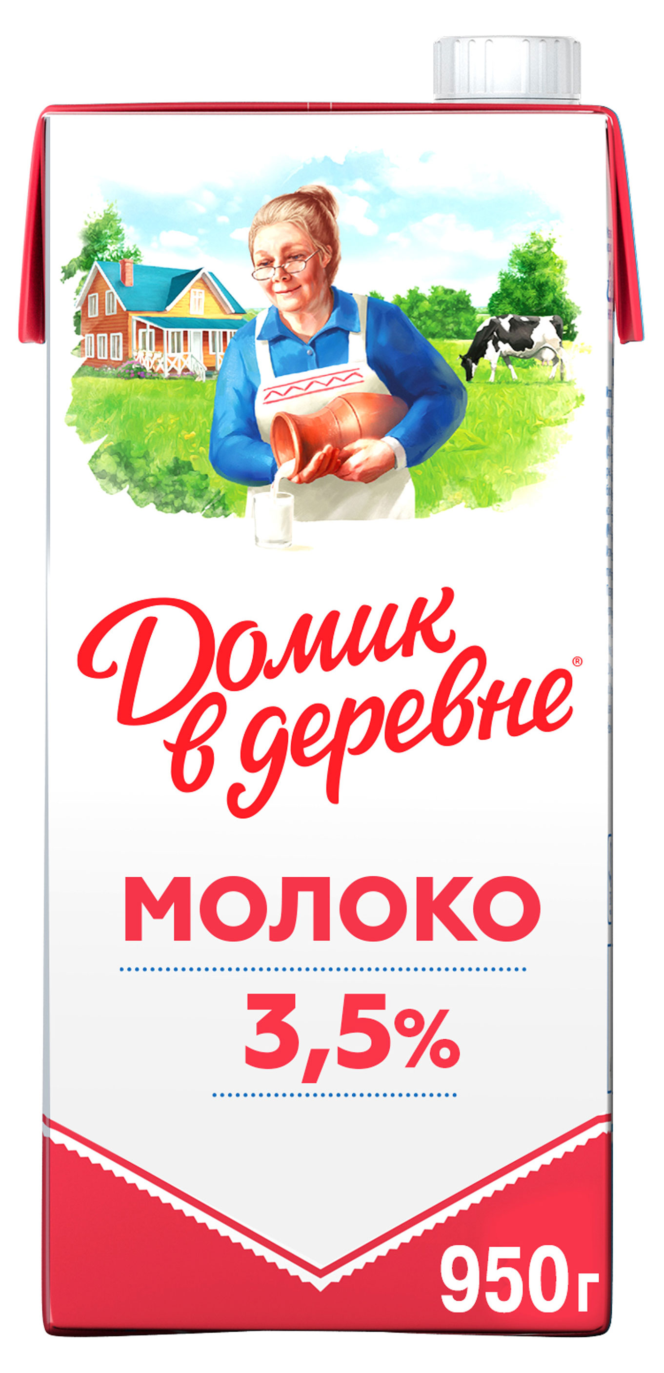 Молоко питьевое «Домик в деревне» стерилизованное 3,5% БЗМЖ, 950 мл