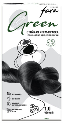 Крем-краска стойкая для волос Fara Eco Line Green 1.0 черный