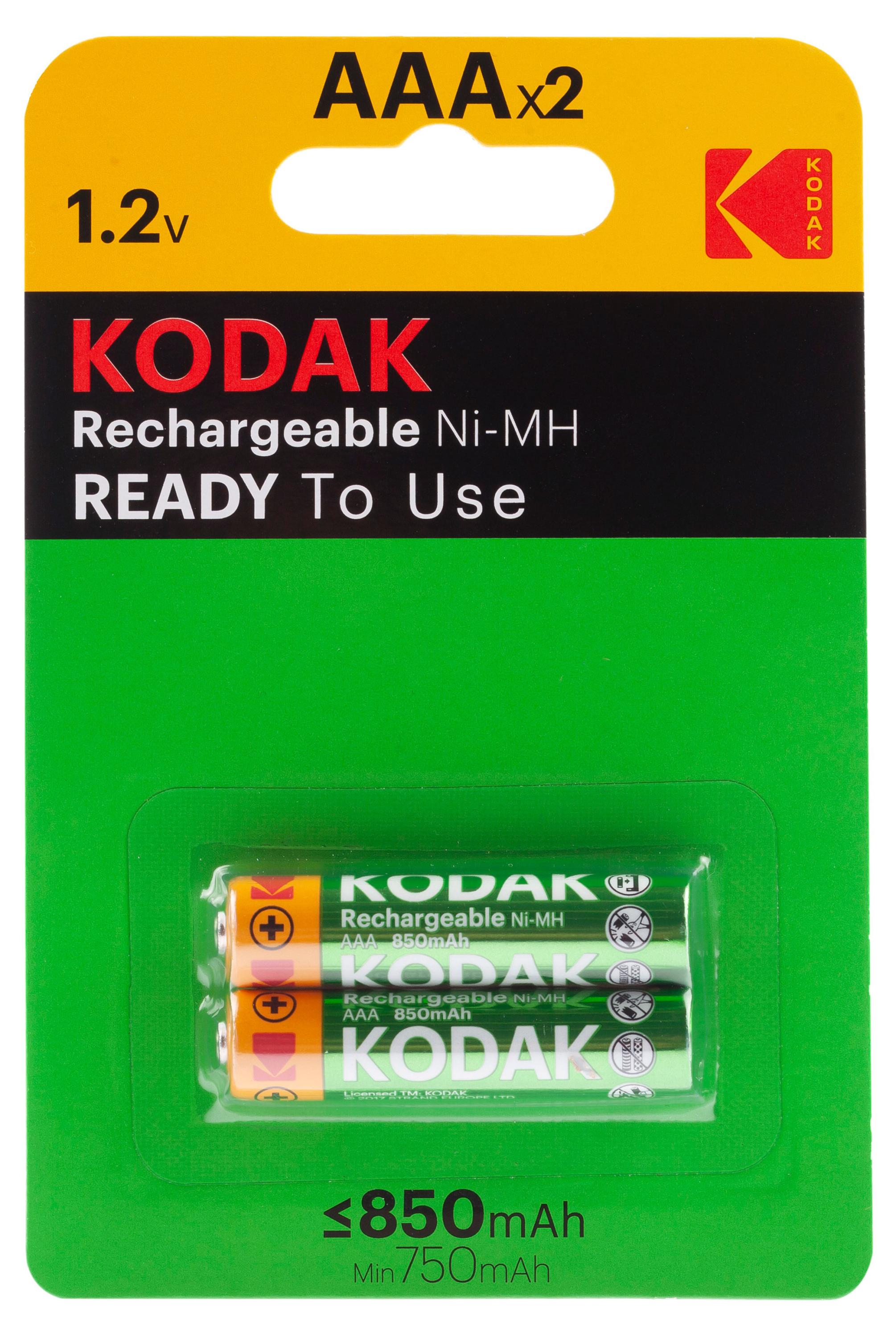 

Аккумуляторы NiMH Kodak никель-металлгидридные HR03-2BL 850mАh ААA, 2 шт