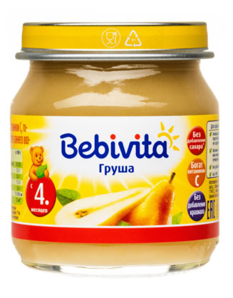 Пюре Bebivita Груша с витамином С с 4 мес., 100 г