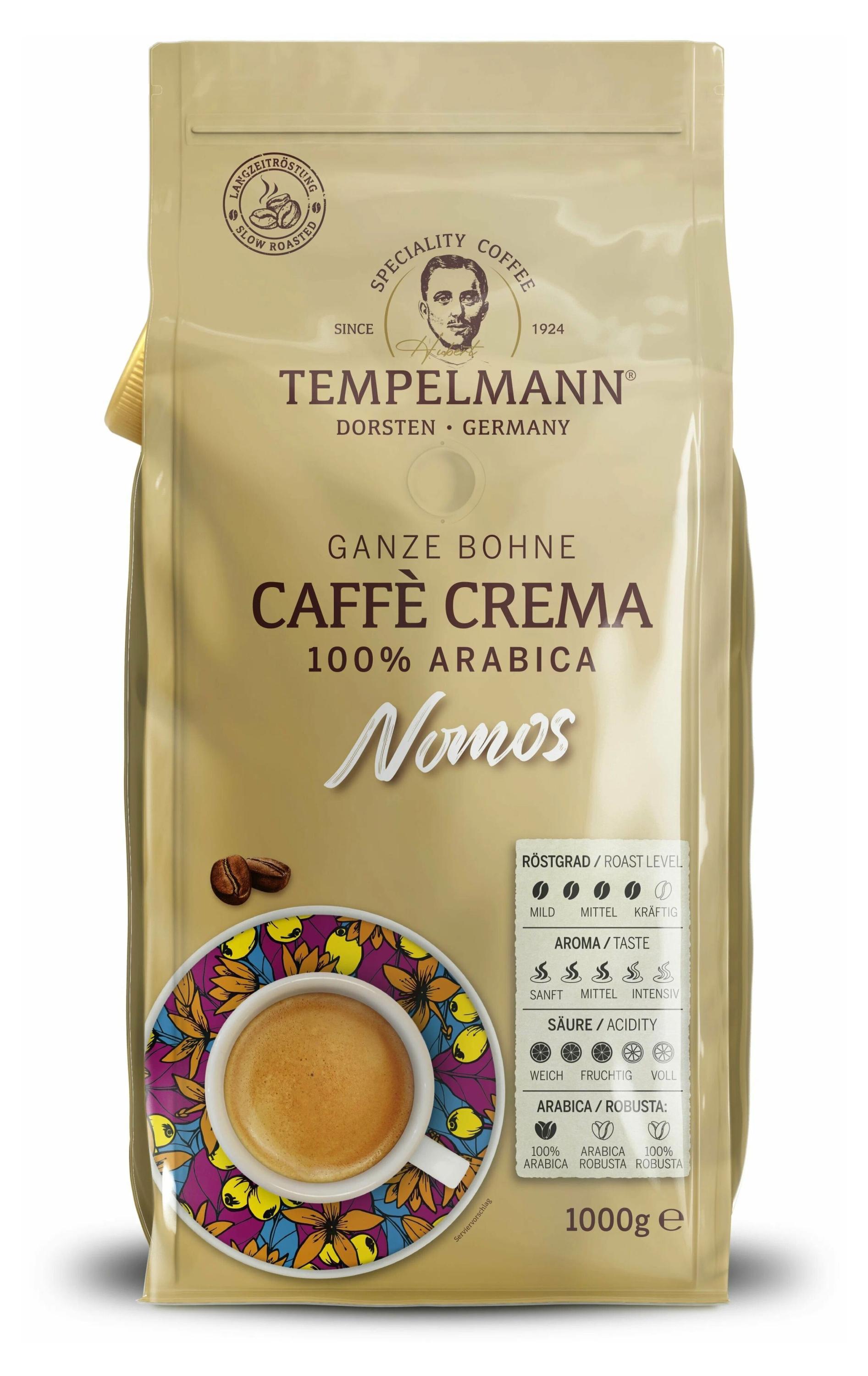 Кофе зерновой Tempelmann Nomos Caffe Crema, 1000 г