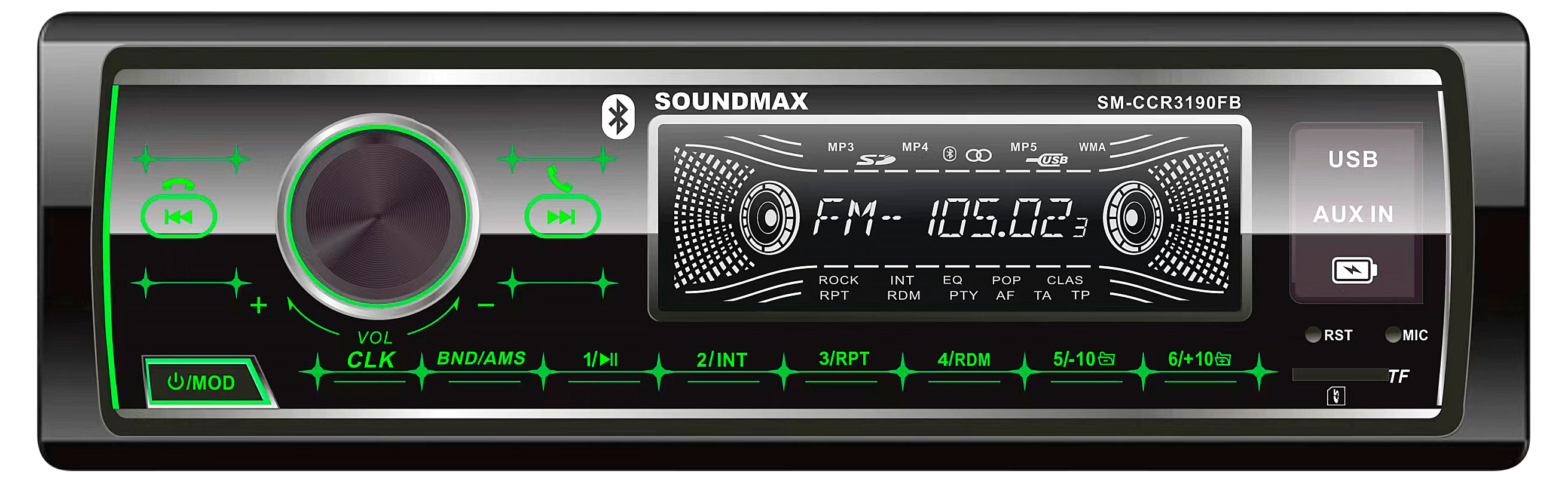 Автомагнитола Soundmax SM-CCR3190FB черная